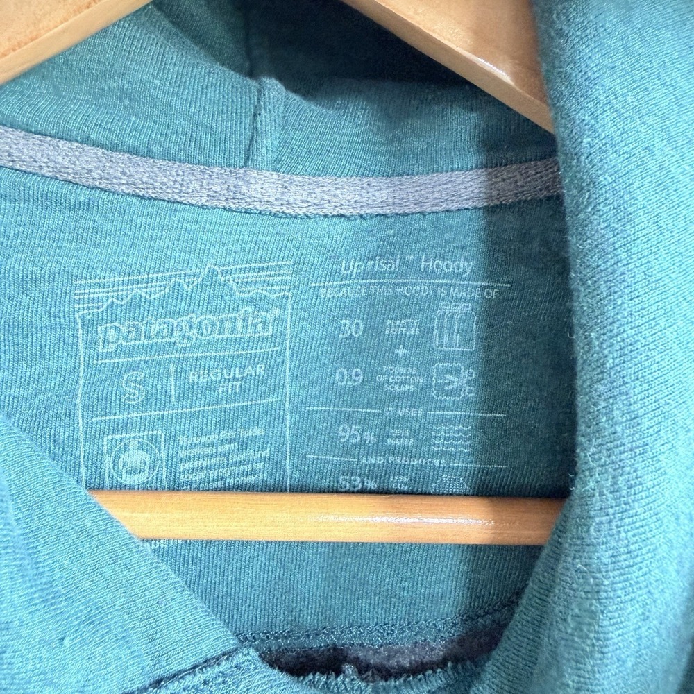 Men's Patagonia P-6 Logo Uprisal Hoodie Small Regular Fit Green Sweatshirt - Picture 3 of 5